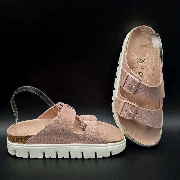 Papillio by Birkenstock Two-Strap Arizona Chunky Pink Sandals Women's Size 7 - Picture 1 of 12